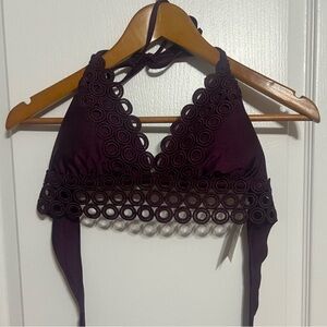 NWT BECCA Purple Halter Bikini Top size L